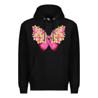 Black Pink ribbon Breast Cancer butterfly Premium Hoodie - NancyCooperArtShop
