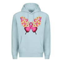 Blue Mist Pink ribbon Breast Cancer butterfly Premium Hoodie - NancyCooperArtShop