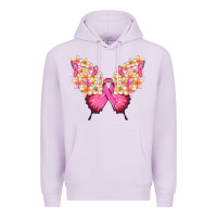 Lilac Pink ribbon Breast Cancer butterfly Premium Hoodie - NancyCooperArtShop