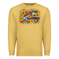Antique Gold serape cowhide sunflower background Premium Sweatshirt - AdoDesignShop