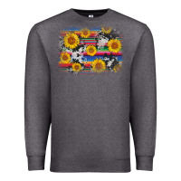 Charcoal Heather serape cowhide sunflower background Premium Sweatshirt - AdoDesignShop