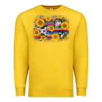 Lemon serape cowhide sunflower background Premium Sweatshirt - AdoDesignShop