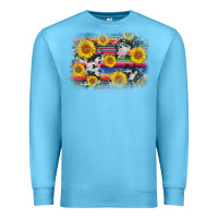 Ocean Blue serape cowhide sunflower background Premium Sweatshirt - AdoDesignShop