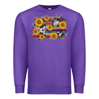 Purple serape cowhide sunflower background Premium Sweatshirt - AdoDesignShop