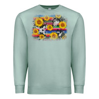Seafoam serape cowhide sunflower background Premium Sweatshirt - AdoDesignShop