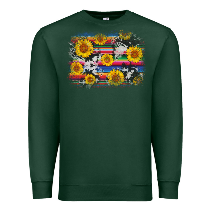 Serape Cowhide Sunflower Background Premium Sweatshirt by AdoDesignShop | Teevron
