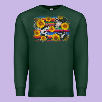 Serape Cowhide Sunflower Background Premium Sweatshirt Designed By Adodesignshop