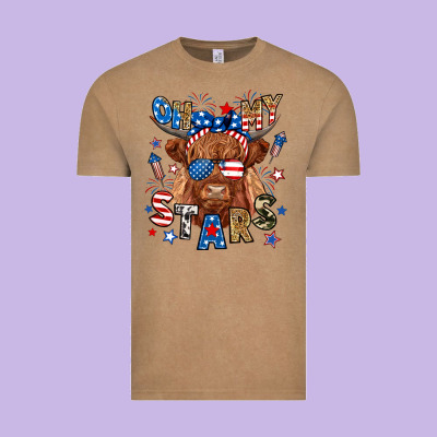 Vintage Tee oh my stars highland cow
