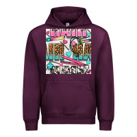 Mauve Wine leopard and cowhide hair and curling iron with hearts and flowers seam Urban Hoodie - BundleAndBundleShop