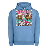 Pigment Pebble Blue leopard and cowhide hair and curling iron with hearts and flowers seam Urban Hoodie - BundleAndBundleShop