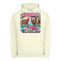 Pigment Pistachio leopard and cowhide hair and curling iron with hearts and flowers seam Urban Hoodie - BundleAndBundleShop