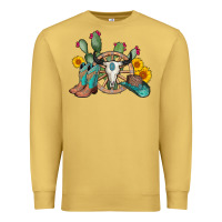 Antique Gold wheel bull skull western cowboy Premium Sweatshirt - AdoDesignShop