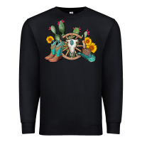 Black wheel bull skull western cowboy Premium Sweatshirt - AdoDesignShop