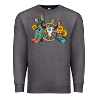 Charcoal Heather wheel bull skull western cowboy Premium Sweatshirt - AdoDesignShop