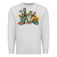Dove Grey wheel bull skull western cowboy Premium Sweatshirt - AdoDesignShop
