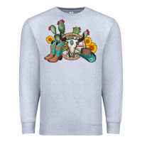 Heather Grey wheel bull skull western cowboy Premium Sweatshirt - AdoDesignShop