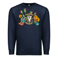 Navy wheel bull skull western cowboy Premium Sweatshirt - AdoDesignShop