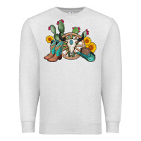 Oatmeal Heather wheel bull skull western cowboy Premium Sweatshirt - AdoDesignShop