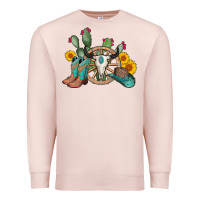 Pale Pink wheel bull skull western cowboy Premium Sweatshirt - AdoDesignShop