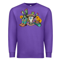 Purple wheel bull skull western cowboy Premium Sweatshirt - AdoDesignShop