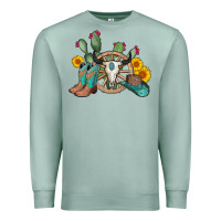 Seafoam wheel bull skull western cowboy Premium Sweatshirt - AdoDesignShop