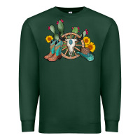 Sports Green wheel bull skull western cowboy Premium Sweatshirt - AdoDesignShop
