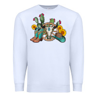 White wheel bull skull western cowboy Premium Sweatshirt - AdoDesignShop