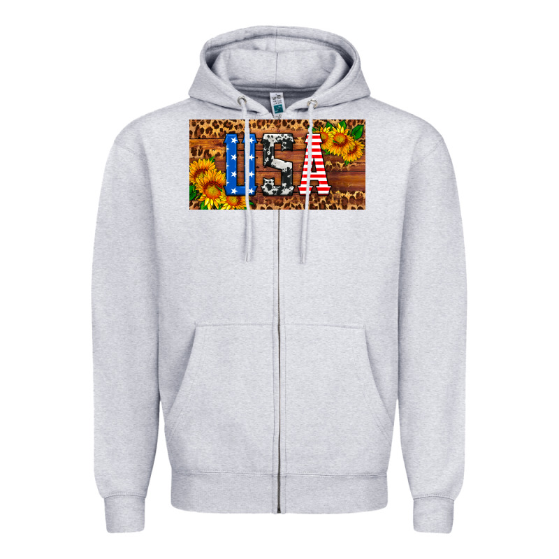 Usa Sunflowers License Plate Zipper Hoodie by HRA Design Shop | Teevron
