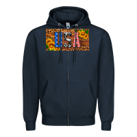 Navy usa sunflowers license plate Zipper Hoodie - HRA Design Shop