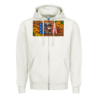 Oatmeal Heather usa sunflowers license plate Zipper Hoodie - HRA Design Shop