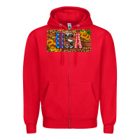 Red usa sunflowers license plate Zipper Hoodie - HRA Design Shop