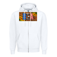 White usa sunflowers license plate Zipper Hoodie - HRA Design Shop