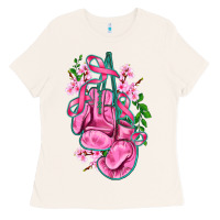 Bone cancer boxing gloves with ribbon Ladies Tee - AdoDesignShop