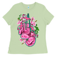 Matcha cancer boxing gloves with ribbon Ladies Tee - AdoDesignShop