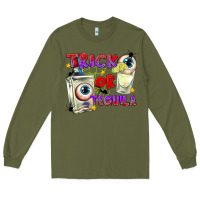 Army Green Trick or Tequila Long Sleeve Tee - texasbilliewilder