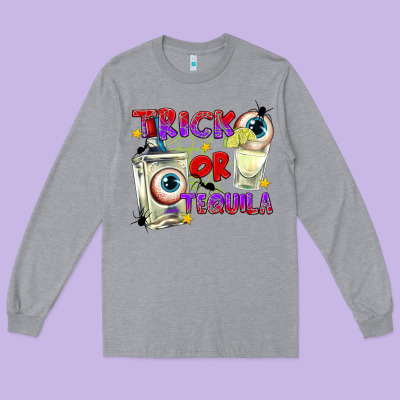 Trick Or Tequila Long Sleeve Tee Designed By Texasbilliewilder
