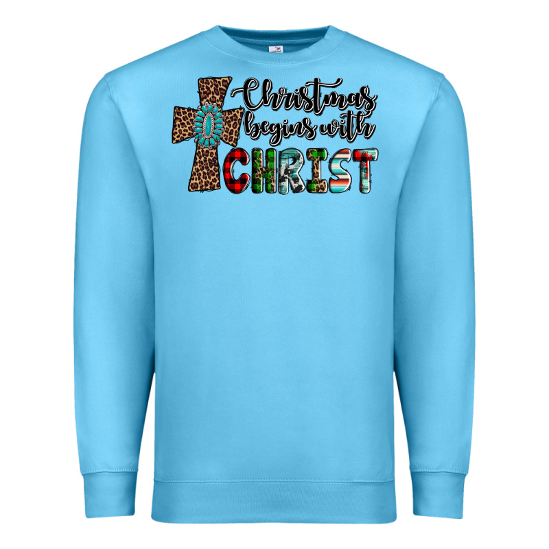 Christmas Begins With Christ Premium Sweatshirt by AdoDesignShop | Teevron