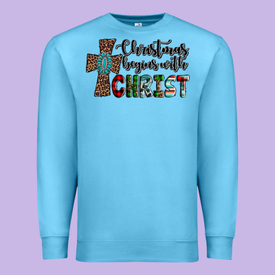 Christmas Begins With Christ Premium Sweatshirt Designed By Adodesignshop