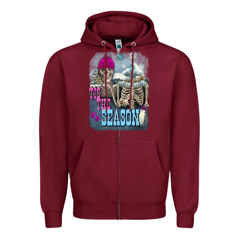 Winter Tis The Season Skeleton Zipper Hoodie by FaDigitalArtStudio | Teevron