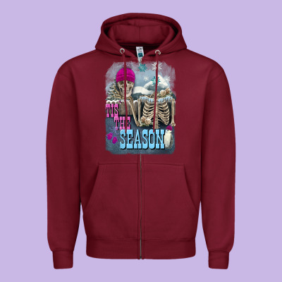 Winter Tis The Season Skeleton Zipper Hoodie Designed By Fadigitalartstudio