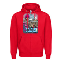 Red Winter tis the season skeleton Zipper Hoodie - FaDigitalArtStudio