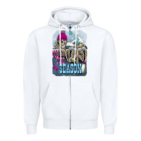 White Winter tis the season skeleton Zipper Hoodie - FaDigitalArtStudio