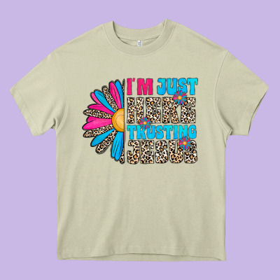 Im Just Here Trusting Jesus Heavy Core Tee Designed By Cowhidedigitalart