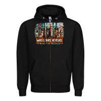 Black just a girl who loves horses Zipper Hoodie - CowhideDigitalArt
