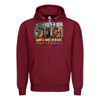 Burgundy just a girl who loves horses Zipper Hoodie - CowhideDigitalArt