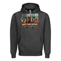 Charcoal Heather just a girl who loves horses Zipper Hoodie - CowhideDigitalArt