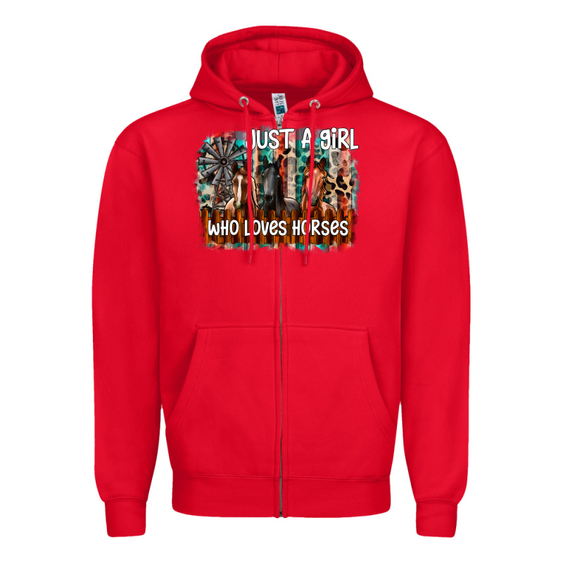 Just A Girl Who Loves Horses Zipper Hoodie by CowhideDigitalArt | Teevron