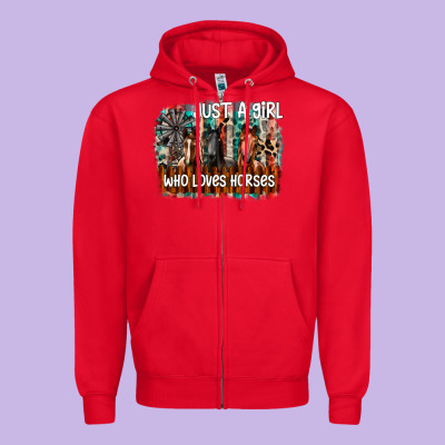 Just A Girl Who Loves Horses Zipper Hoodie Designed By Cowhidedigitalart