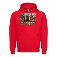 Red just a girl who loves horses Zipper Hoodie - CowhideDigitalArt