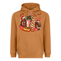 Meerkat Christmas tree cake American football  ball and hot dogs ado Heavyweight Hoodie - AdoDesignShop
